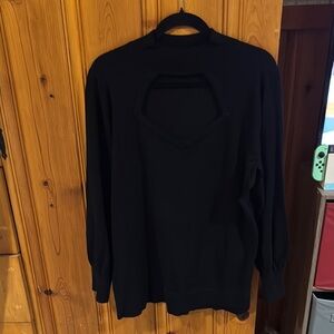 Black Cutout Long Sleeve Top
